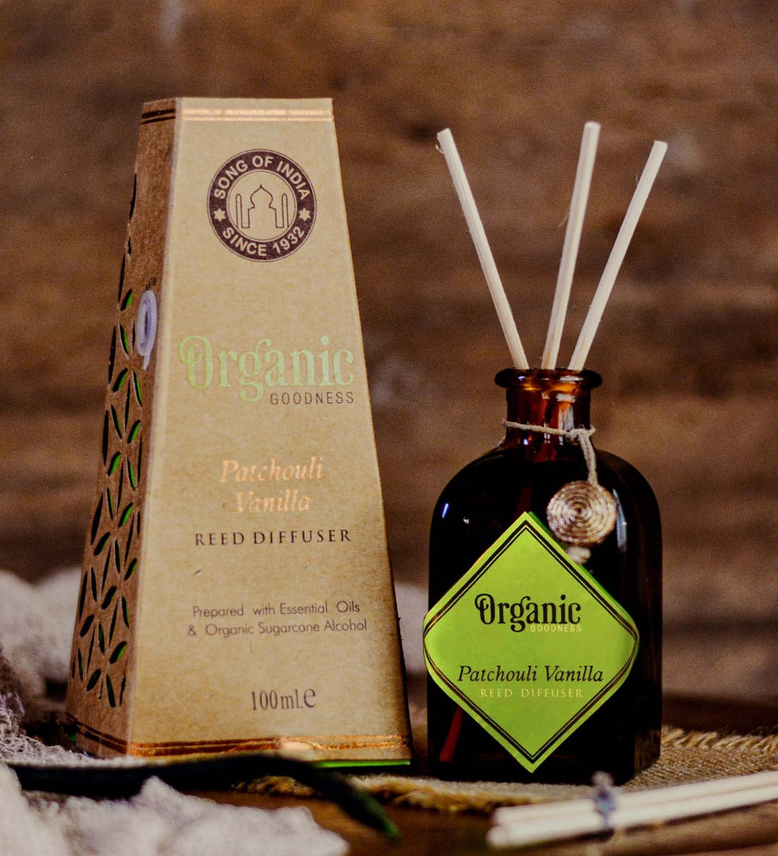 Patchouli Vanilla Reed Diffuser by Song of India — primary reed diffuser product image