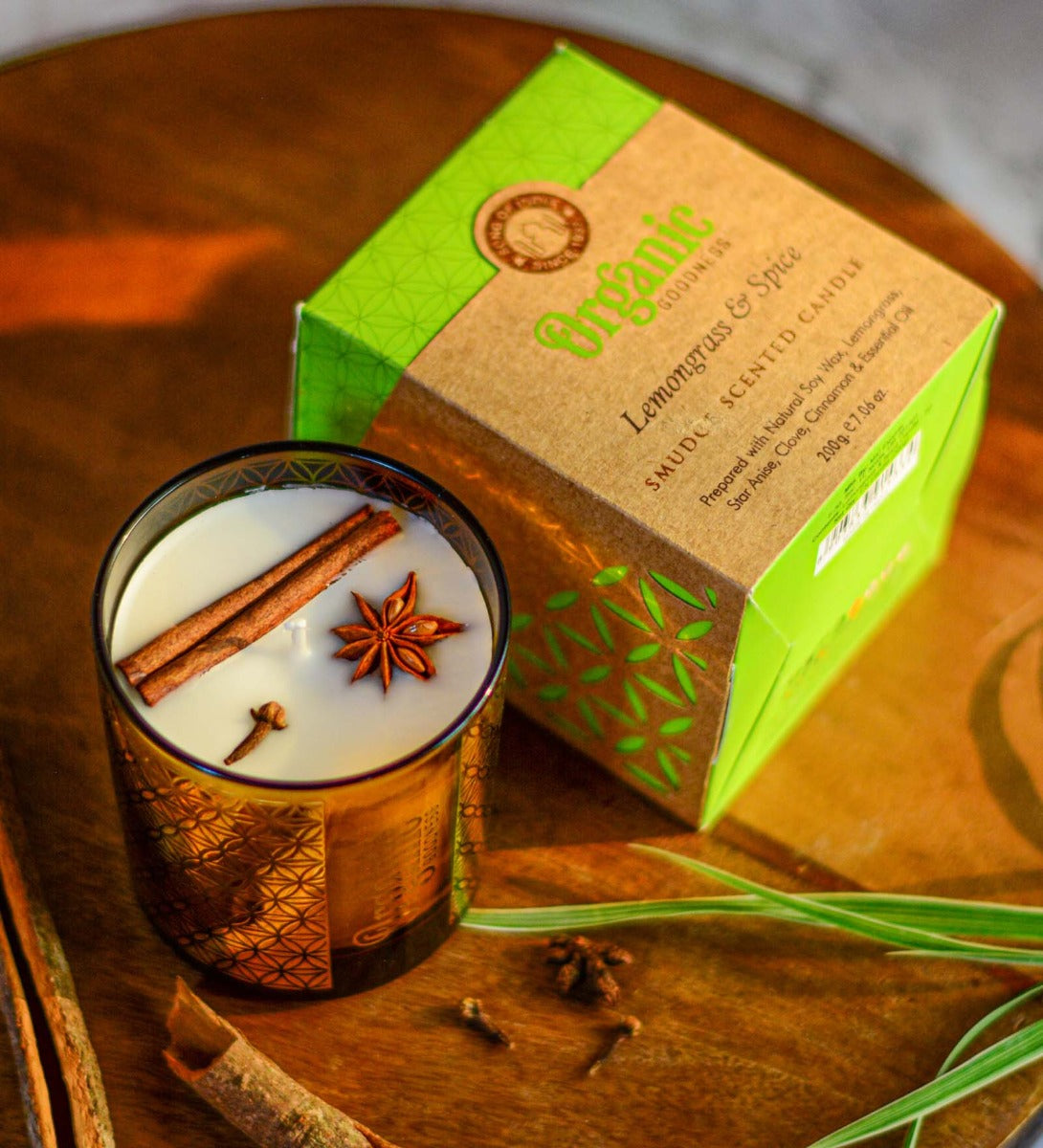 Lemongrass & Spice Organic Smudge Candle by Song of India — primary soy wax candle product image