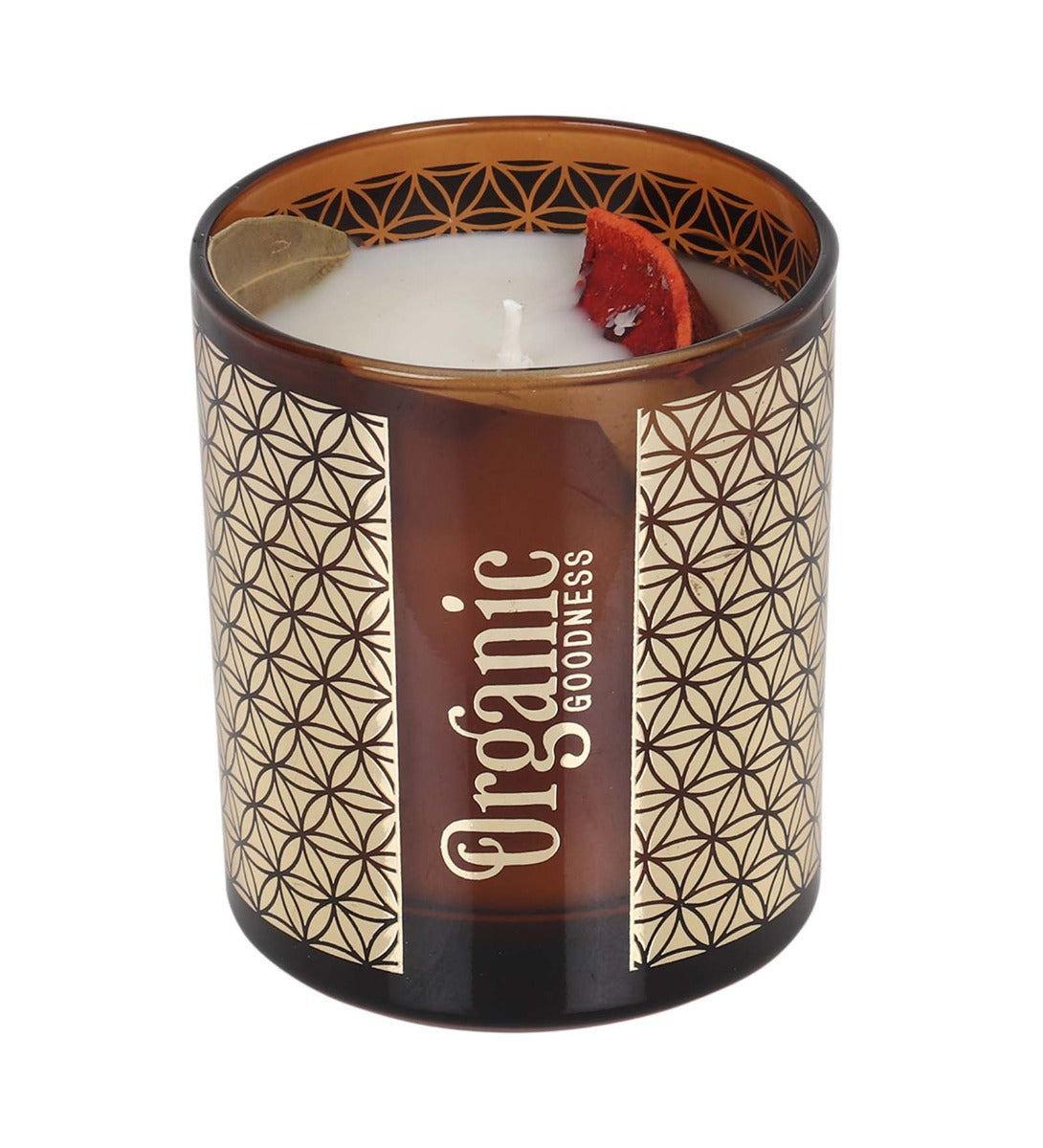 Mandarin & Bay Leaf Organic Smudge Candle by Song of India — candle fragrance and label detail
