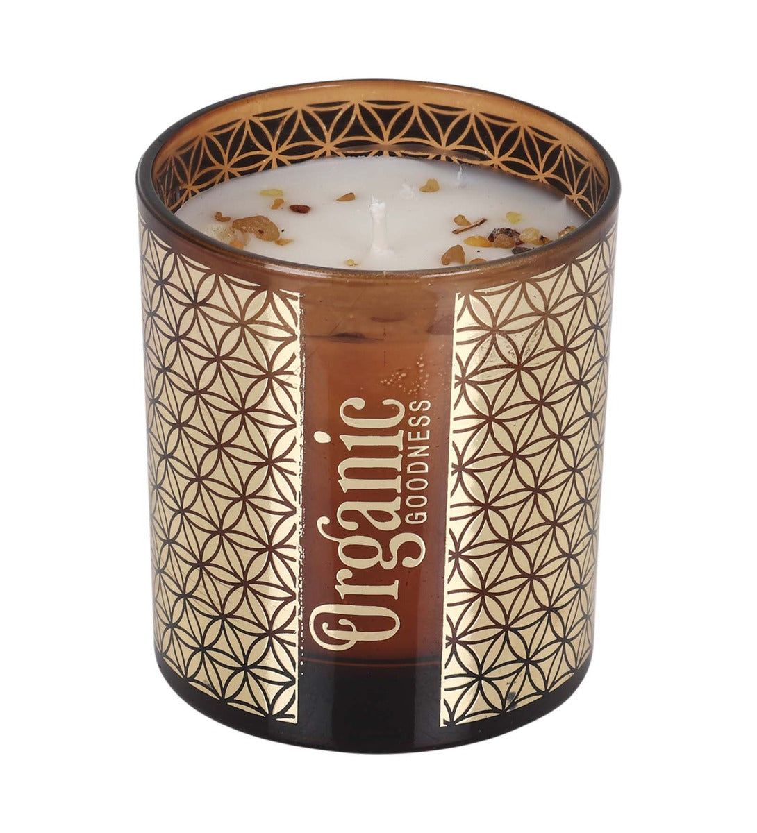 Frankincense & Myrrh Organic Smudge Candle by Song of India — candle fragrance and label detail