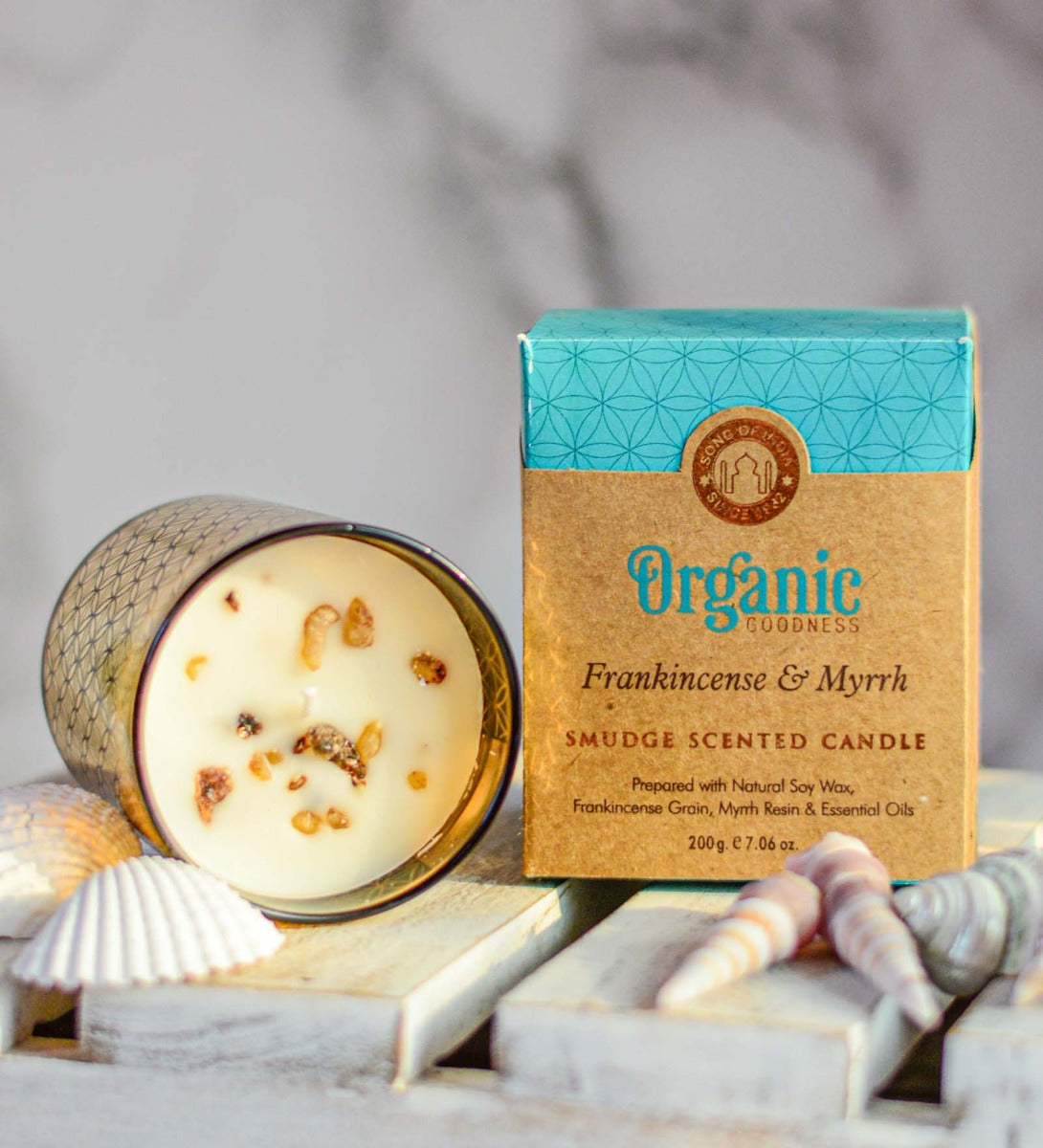 Frankincense & Myrrh Organic Smudge Candle by Song of India — primary soy wax candle product image