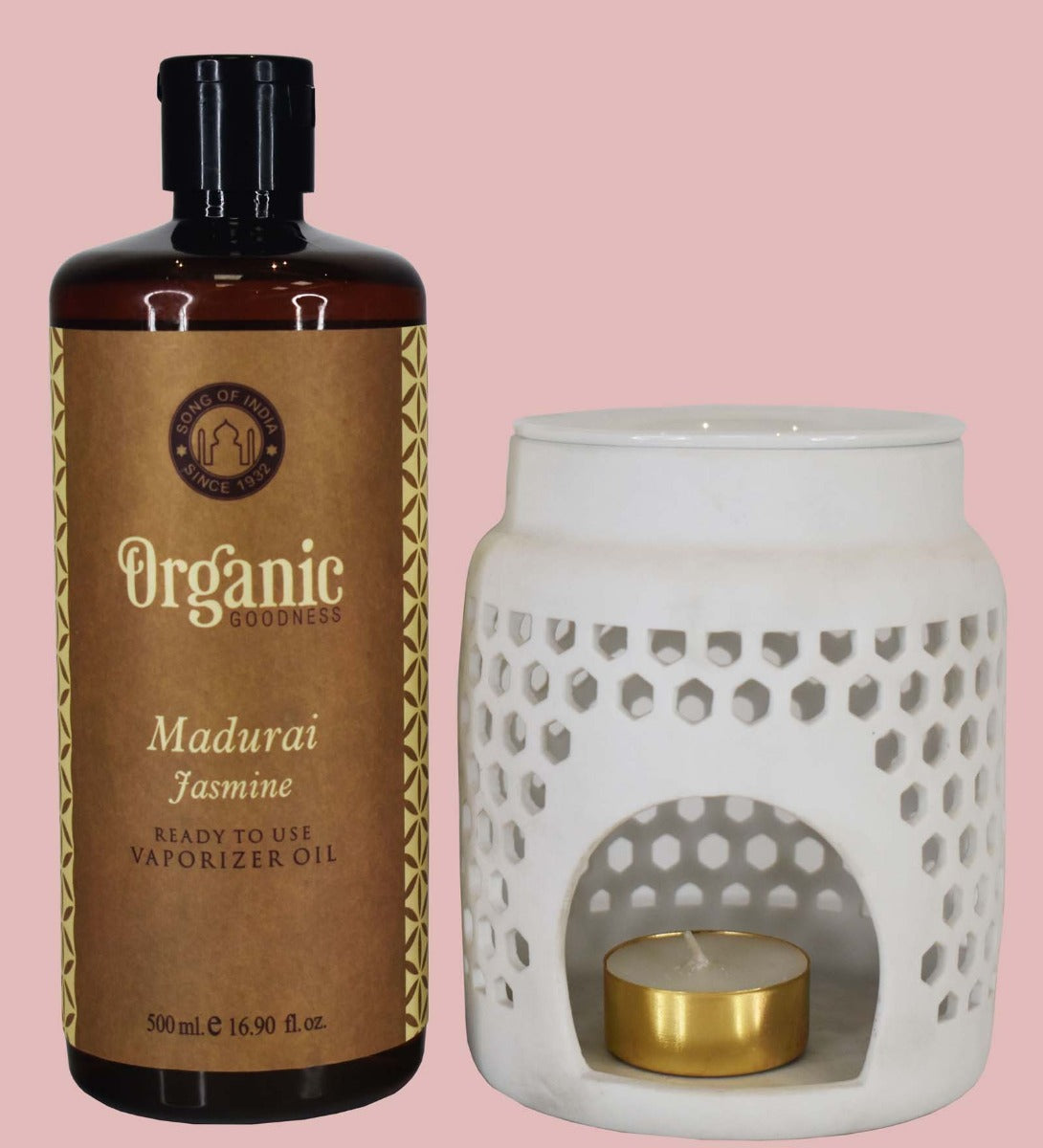 Madurai Jasmine Vaporizer Oil by Song of India — oil bottle and packaging detail