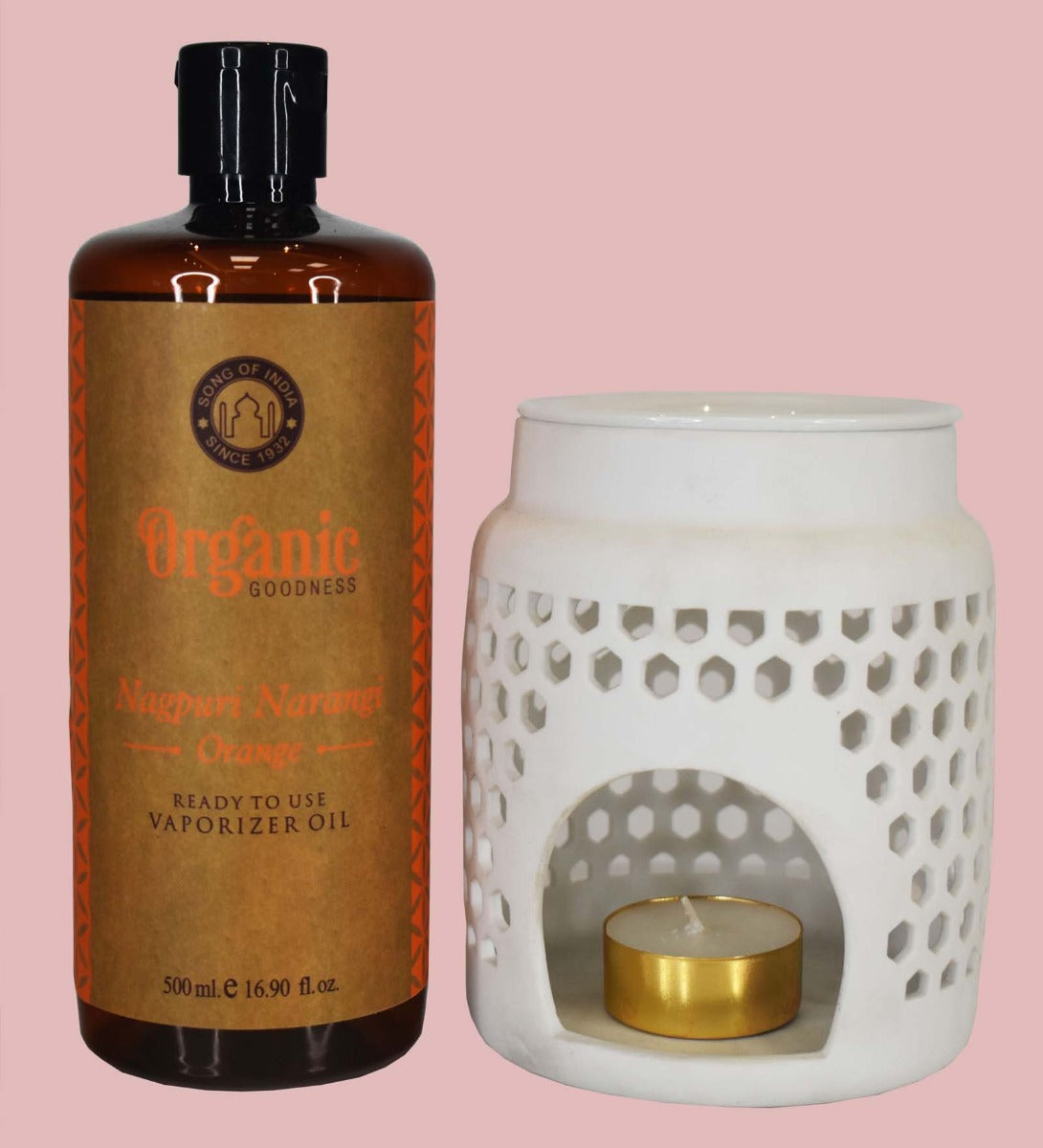 Nagpuri Narangi - Orange Vaporizer Oil by Song of India — oil bottle and packaging detail