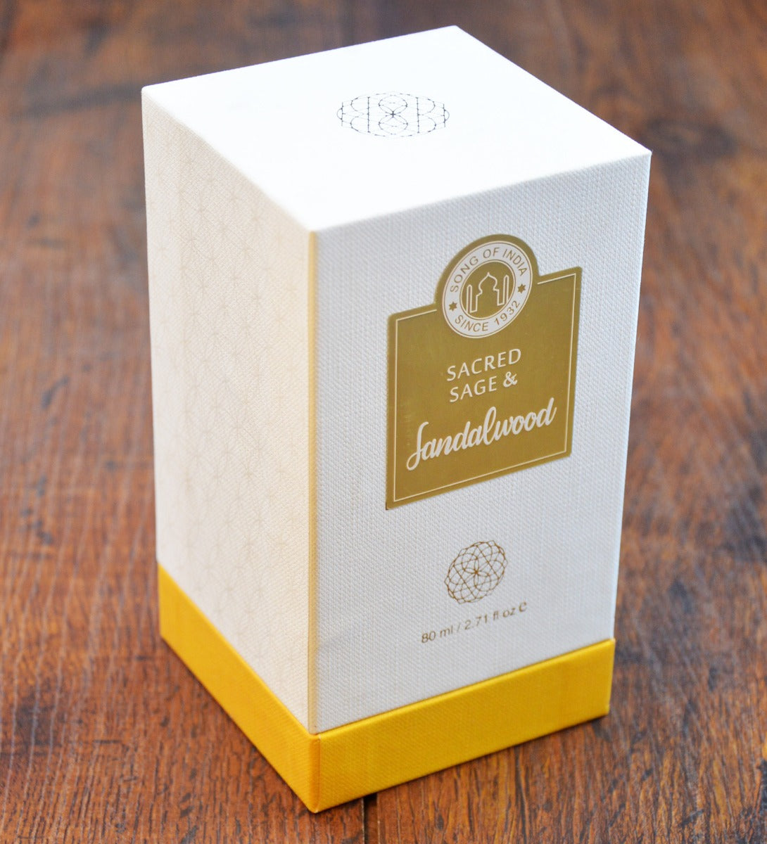 Sandalwood & Sacred Sage Perfume Spray by Song of India — perfume bottle and packaging detail